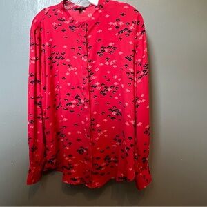 Ann Taylor Red Floral Blouse – Chic & Lightweight, Size L